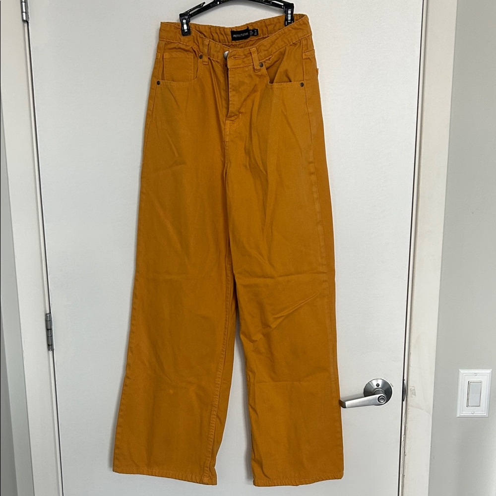 Pretty Little Thing Wide Leg Mustard Denim Pants